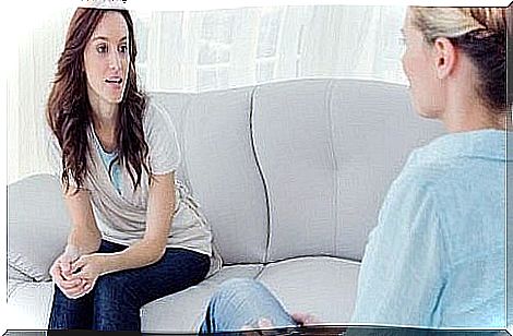 Woman talking to a therapist