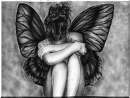 sad woman with wings