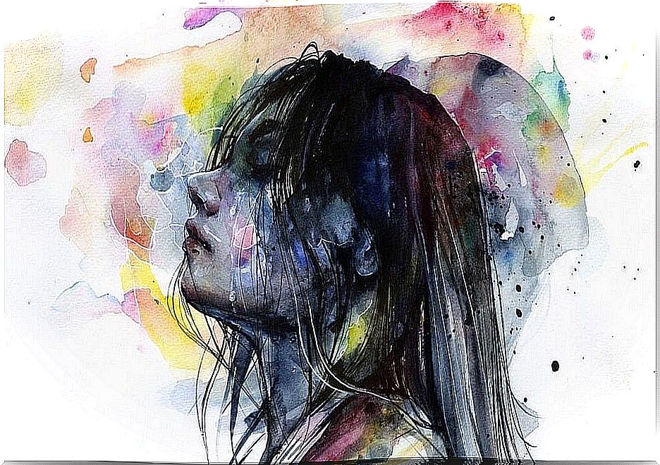 Watercolor painting by woman