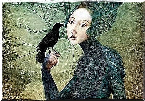 Woman with crow shows passive aggression