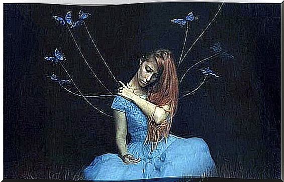 Girl with butterflies