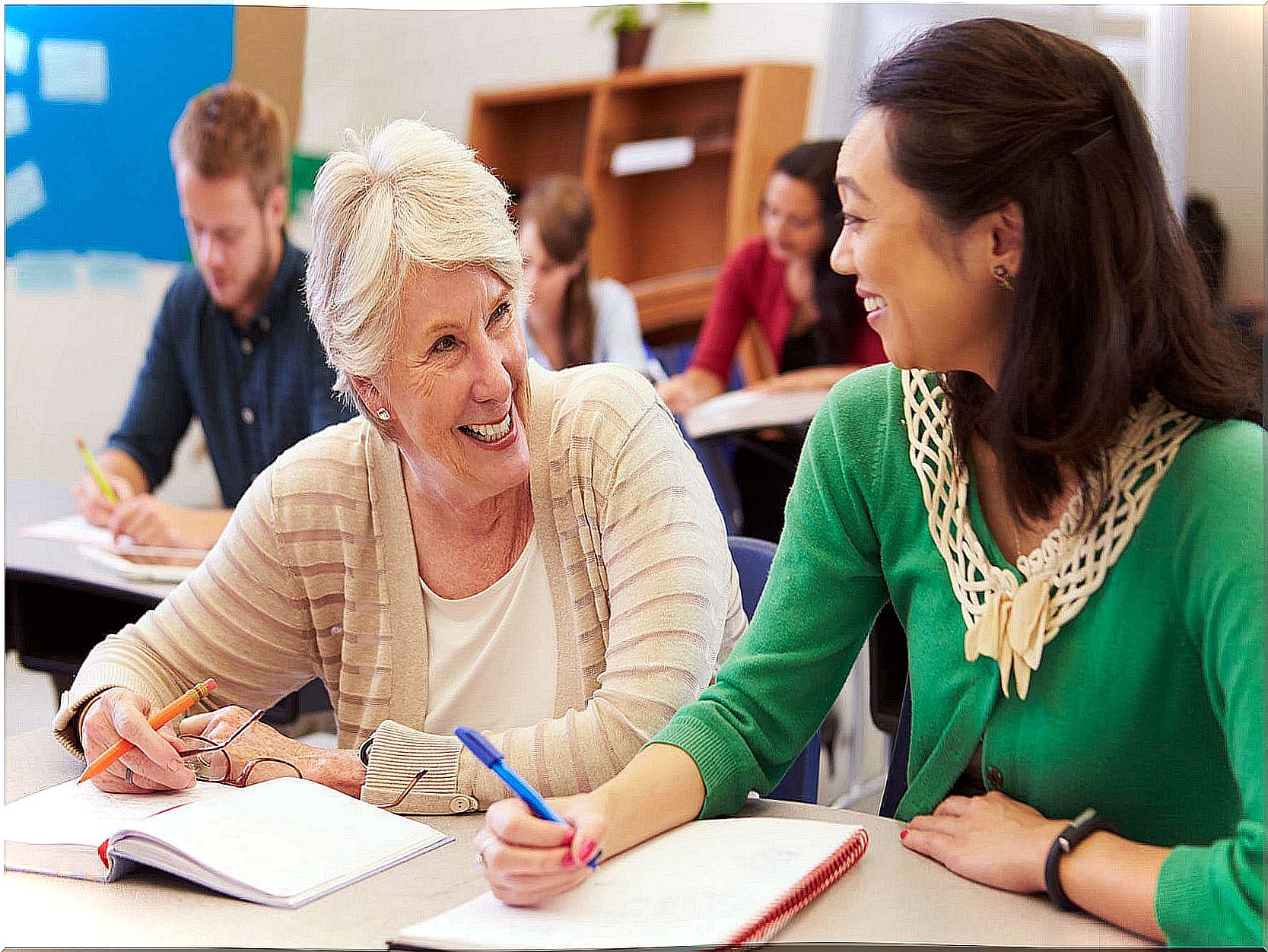 A pensioner in a teaching class.