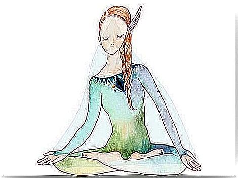 drawing of woman meditating