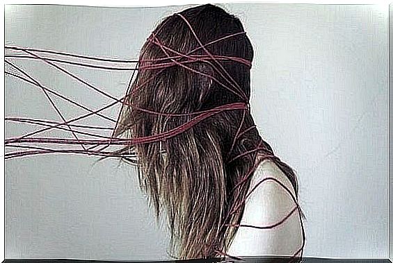 Girl with threads on her head