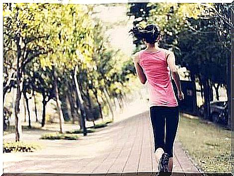 A woman jogging